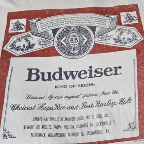 Junk Food Tees Men's White Graphic Print Budweiser T Shirt Size Small - Picture 3 of 9